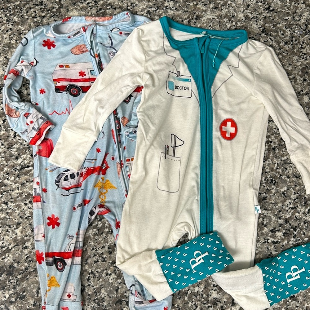 Doctor and paramedic posh peanut convertible footies 3-6 months